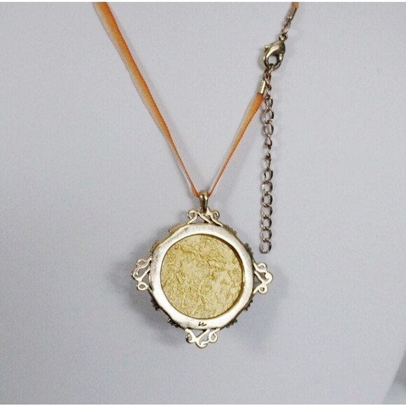 Faceted Flower Pendant Necklace on a Ribbon - Picture 3 of 6